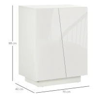 HOMCOM High Gloss Storage Cabinet, Freestanding Storage Cupboard with Adjustable Shelves for Living Room, Bedroom, Hallway, White(m-3)