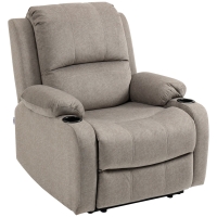 HOMCOM Recliner Armchair, Microfibre Reclining Chair with Adjustable Leg Rest, Cup Holder, for Home Living Room, Brown