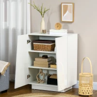 HOMCOM High Gloss Storage Cabinet, Freestanding Storage Cupboard with Adjustable Shelves for Living Room, Bedroom, Hallway, White(m-7)