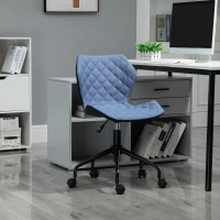 HOMCOM Office Computer Desk Chair, Swivel Task Chair no Arms, Fabric Study Chair with Adjustable Height and Rolling Wheels for Home Work, Blue(m-2)