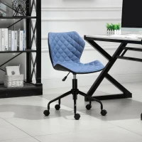 HOMCOM Office Computer Desk Chair, Swivel Task Chair no Arms, Fabric Study Chair with Adjustable Height and Rolling Wheels for Home Work, Blue(m-10)