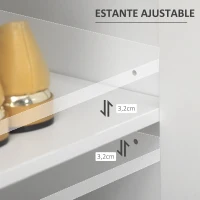 HOMCOM Mueble Zapatero con Perchero 3 Ganchos Cajón 2 Puertas y Estantes Ajustables para 12 Pares de Zapatos 80x32x180cm Blanco(m-5)
