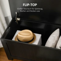 HOMCOM Zwarte bank in landelijke stijl met veiligheidsscharnieren, kist, opbergdoos(m-4)