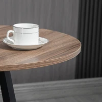 HOMCOM Ensemble table haute ronde design industriel + 2 tabourets ronds avec repose-pied en acier 2 personnes naturel noir(m-7)