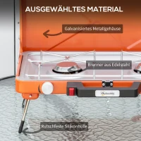 Outsunny Grill gazowy, grill stołowy BBQ z 2 palnikami, składany grill stołowy na gaz ze stali(m-6)