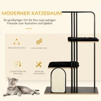 PawHut krabpaal, industrieel ontwerp, 2 platformen, 2 kussens, kraswand, stalen frame, zwart, 85 x 48 x 128 cm(m-4)