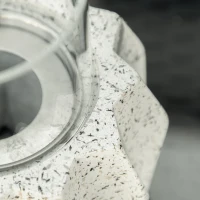 Outsunny Tischkamin in Steinoptik, Windschutz, Feuerstelle mit Brennkammer, Windlicht, Grau(m-9)