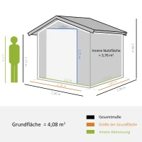 Stalen gereedschapsschuur Outsunny, afsluitbare dubbele deur, ventilatieopeningen, houtlook, stalen behuizing, 1,96 x 2,36 x 2,08 m(m-3)