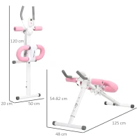 SPORTNOW Bauchtrainer, klappbar, winkel- und höhenverstellbar, Monitor, Stahlrahmen, weiß+rosa, 115 x 48 x 82 cm(m-3)