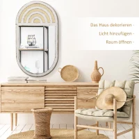 HOMCOM Lustro ścienna, Lustro w salonie, 50 x 90 cm Lustro na korytarz z wyglądem rattanu(m-4)