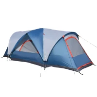 Outsunny kampeertent voor 3-4 personen, twee deuren, gaasraam, blauw, 4,75 x 2,64 x 1,50 m(m-1)