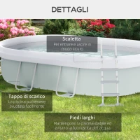 Outsunny Piscina Fuori Terra con Telaio in Acciaio, Filtro e Scaletta per 8 Persone, 540x304x106cm, Grigio(m-6)