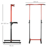 SPORTNOW Station de musculation multifonction avec barre de traction hauteur réglable sur 6 positions noir et rouge(m-3)
