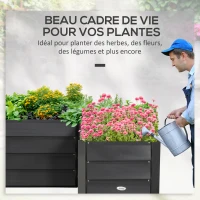 Outsunny Carré potager de jardin jardinière d'angle en L sans fond - 115 x 115 x 44 cm acier galvanisé gris foncé(m-6)