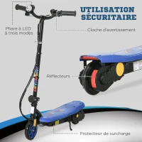 HOMCOM Trottinette électrique 120 W pliable pour enfant 7-14 ans 12 Km/h max. autonomie 10 Km max. bleu(m-7)