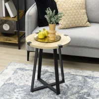 HOMCOM Stolik kawowy okrągły, stolik pomocniczy, stolik do salonu z naturalnym wykończeniem drewna(m-2)