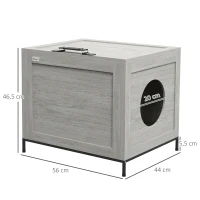 PawHut Szafka na kuwetę dla kota, kuweta z drzwiami, domek dla kota z uchwytem, jasnoszary(m-3)