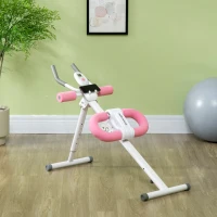 SPORTNOW Bauchtrainer, klappbar, winkel- und höhenverstellbar, Monitor, Stahlrahmen, weiß+rosa, 115 x 48 x 82 cm(m-2)