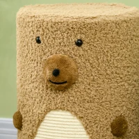 PawHut Bear Design Cat Scratching Post, 2 Cat Caves, 1 Scratching Surface, White + Brown(m-5)