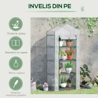 Outsunny  Sera verticala cu etajera cu 4 rafturi, sera pentru balcon si terasa din otel si PE alb, 70x50x160cm(m-5)