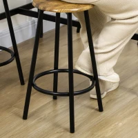 HOMCOM Conjunto de Móveis Altos de Bar com 5 Peças Mesa de Refeição Industrial e 4 Bancos Redondos Marrom Rústico e Preto(m-7)