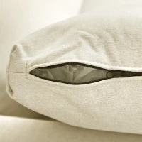 HOMCOM Divano da 2 Posti in Legno di Eucalipto e Tessuto Effetto Lino con 2 Cuscini, 137x78x78 cm, Beige(m-9)