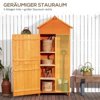 Outsunny Geräteschrank, 3 Regalböden, hohes Staufach für Schaufeln etc., Asphaltdach, Kiefernholz, 84 x 52 x 188cm(m-4)