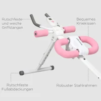 SPORTNOW Bauchtrainer, klappbar, winkel- und höhenverstellbar, Monitor, Stahlrahmen, weiß+rosa, 115 x 48 x 82 cm(m-7)