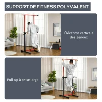 SPORTNOW Station de musculation multifonction avec barre de traction hauteur réglable sur 6 positions noir et rouge(m-4)