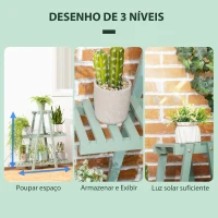 Outsunny Suporte de Madeira para Plantas de 3 Níveis Prateleira Decorativa de Plantas para Interior Exterior 46x26x76cm Verde(m-5)