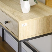 HOMCOM Table console table d'entrée structure en acier 3 tiroirs effet bois style industriel 120 x 39,8 x 78 cm naturel noir(m-9)