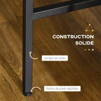 HOMCOM Table console table d'entrée structure en acier 3 tiroirs effet bois style industriel 120 x 39,8 x 78 cm naturel noir(m-6)