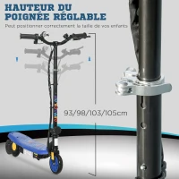 HOMCOM Trottinette électrique 120 W pliable pour enfant 7-14 ans 12 Km/h max. autonomie 10 Km max. bleu(m-6)
