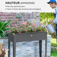 Outsunny Jardinière sur pieds carré potager avec trou de drainage acier galvanisé 100 x 30 x 80 cm gris(m-4)