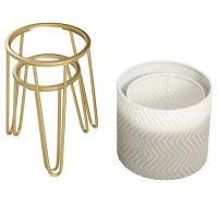 Outsunny Set van 2 bloemenstandaards, decoratief ontwerp, metalen frame, 30 x 30 x 67 cm(m-6)