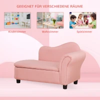 HOMCOM Kindersofa, Récamiere, verstecktes Staufach, Rahmen aus Eukalyptusholz, rosa, 80 x 40 x 49cm(m-7)