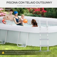 Outsunny Piscina Fuori Terra con Telaio in Acciaio, Filtro e Scaletta per 8 Persone, 540x304x106cm, Grigio(m-7)