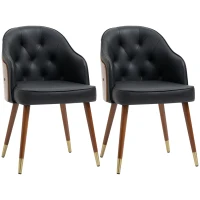 HOMCOM Krzesło do jadalni, zestaw 2 krzeseł z oparciem do kuchni, skóra ekologiczna(m-1)