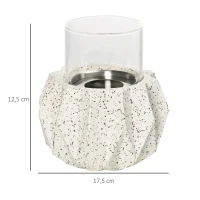 Outsunny Tischkamin in Steinoptik, Windschutz, Feuerstelle mit Brennkammer, Windlicht, Grau(m-3)