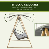 Outsunny Dondolo da giardino 3 posti con Tettuccio regolabile in acciaio, 224x133x173cm, grigio(m-5)