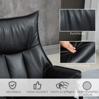 Homcom relaxfauteuil met kruk, draaibaar, verstelbare rugleuning, stalen frame, zwart(m-5)