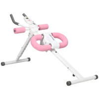 SPORTNOW Bauchtrainer, klappbar, winkel- und höhenverstellbar, Monitor, Stahlrahmen, weiß+rosa, 115 x 48 x 82 cm(m-1)