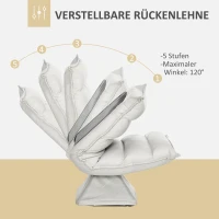 HOMCOM Sessel, drehbar, neigbare Rücklehne, Lederoptik, Stahlrahmen, hellgrau, 62 x 70 x 95 cm(m-4)