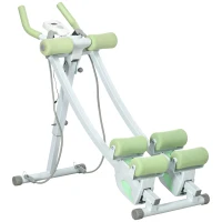 SPORTNOW Bauchtrainer, klappbar, 2 Gleitschienen, 2 Widerstandsbänder, Stahl, weiß, 95 x 40 x 90 cm(m-1)