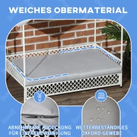 PawHut Łóżko dla psa z baldachimem, leżanka dla psa, podwyższone łóżko dla psa z poduszką szary(m-7)