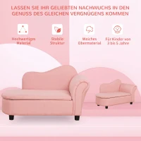 HOMCOM Kindersofa, Récamiere, verstecktes Staufach, Rahmen aus Eukalyptusholz, rosa, 80 x 40 x 49cm(m-5)