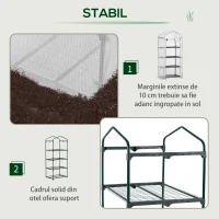 Outsunny  Sera verticala cu etajera cu 4 rafturi, sera pentru balcon si terasa din otel si PE alb, 70x50x160cm(m-4)