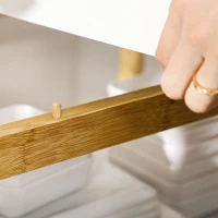 HOMCOM Mobile con Scaffali in Bambù e MDF con Vassoio removibile, 42.8x33x70cm, Bianco e color Legno(m-9)