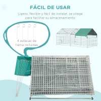 PawHut Jaula Recinto para Animales Pequeños con 2 Puertas y Toldo para Exterior Jardín Patio 220x103x103cm Plata y Verde(m-7)