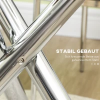 HOMCOM Eettafel, rond blad van gehard glas, randloos ontwerp, voor 2-4 personen, stalen poten, 80 x 80 x 74 cm(m-6)